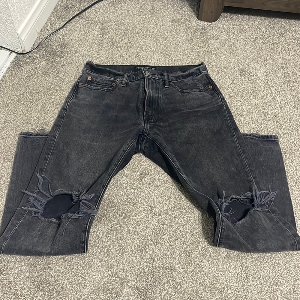Abercrombie Mens Vintage Stretch Jeans Black Denim